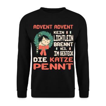 Advent season with cat - Unisex Sweatshirt - black - Front - Alina (178cm) & Michal (187cm)