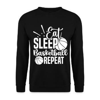 Eat sleep basketball repeat weiss - Unisex Pullover - Schwarz - Vorne - Alina (178cm) & Michal (187cm)