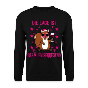 Funny Squirrel - Unisex Sweatshirt - black - Front - Alina (178cm) & Michal (187cm)