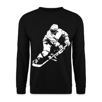 Eishockeyspieler Zeichnung - Unisex Pullover - Schwarz - Vorne - Alina (178cm) & Michal (187cm)