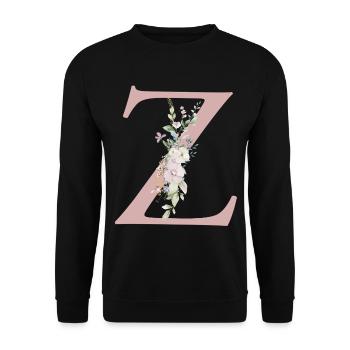 Z Monogram, Floral, Personalizable - Unisex Sweatshirt - black - Front - Alina (178cm) & Michal (187cm)