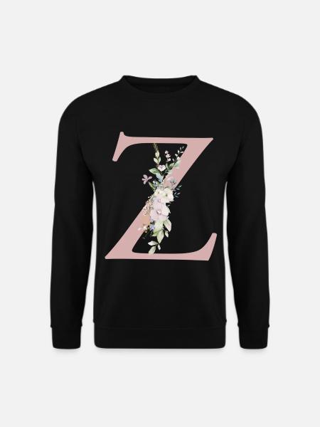 Z Monogram, Floral, Personalizable - Unisex Sweatshirt - black