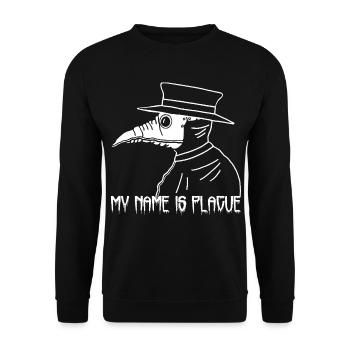 Pestdoktor (Weiß) - Unisex Pullover - Schwarz - Vorne - Alina (178cm) & Michal (187cm)
