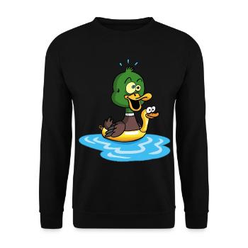 Die Ente, die schwimmen lernt - Unisex Pullover - Schwarz - Vorne - Alina (178cm) & Michal (187cm)
