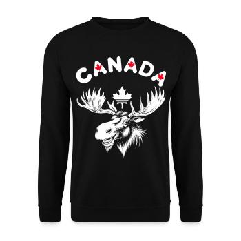Dessin d’un orignal canadien avec des feuilles d’érable - Sweat-shirt Unisexe - noir - Devant - Alina (178cm) & Michal (187cm)