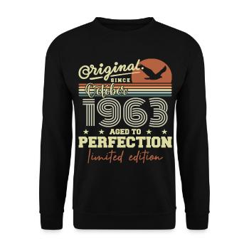 1963 Oktober 1963 Geburtstag Oktober 1963 - Unisex Pullover - Schwarz - Vorne - Alina (178cm) & Michal (187cm)