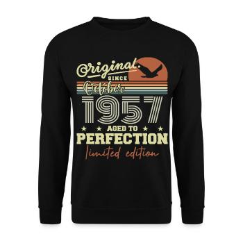 1957 October 1957 Birthday October 1957 - Unisex Sweatshirt - black - Front - Alina (178cm) & Michal (187cm)