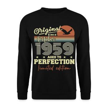 1959 Oktober 1959 Geburtstag Oktober 1959 - Unisex Pullover - Schwarz - Vorne - Alina (178cm) & Michal (187cm)