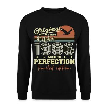 1986 Oktober 1986 Geburtstag Oktober 1986 - Unisex Pullover - Schwarz - Vorne - Alina (178cm) & Michal (187cm)
