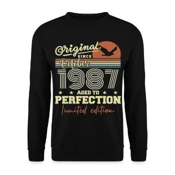 1987 October 1987 Birthday October 1987 - Unisex Sweatshirt - black - Front - Alina (178cm) & Michal (187cm)