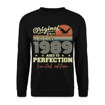 1989 October 1989 Birthday October 1989 - Unisex Sweatshirt - black - Front - Alina (178cm) & Michal (187cm)
