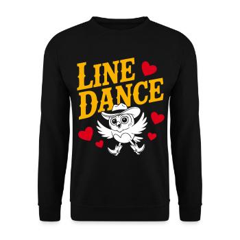 Linedance Eule mit Herzmotiven - Unisex Pullover - Schwarz - Vorne - Alina (178cm) & Michal (187cm)