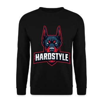 Doberman Head – HARDSTYLE - Unisex Sweatshirt - black - Front - Alina (178cm) & Michal (187cm)