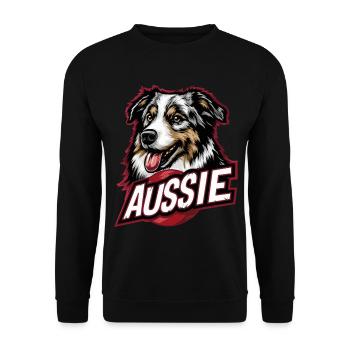 Aussie Dog Design – Australian Shepherd Fan - Unisex Sweatshirt - black - Front - Alina (178cm) & Michal (187cm)