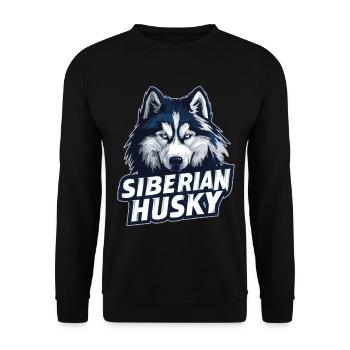 Siberian Husky Kopf Illustration - Unisex Pullover - Schwarz - Vorne - Alina (178cm) & Michal (187cm)