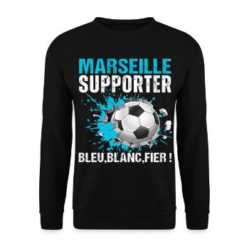 Marseille Supporter Marseille Football Gift - Unisex Sweatshirt - black - Front - Alina (178cm) & Michal (187cm)