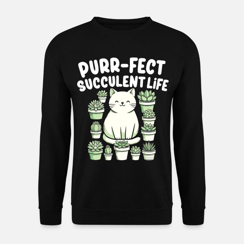 Funny Plant Succulent Cactus Cat - Unisex Sweatshirt - black