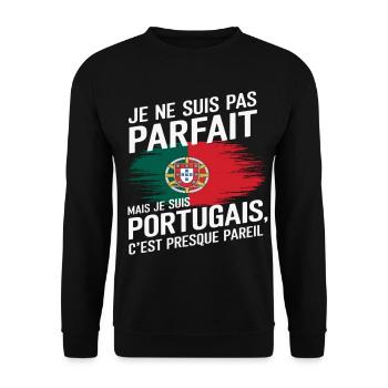 Je Ne Suis Pas Parfait Mais Portugais Humour - Sweat-shirt Unisexe - noir - Devant - Alina (178cm) & Michal (187cm)