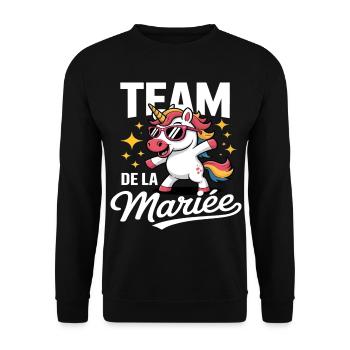 Brautteam Humor Junggesellinnenabschied Einhorngeschenk - Unisex Pullover - Schwarz - Vorne - Alina (178cm) & Michal (187cm)