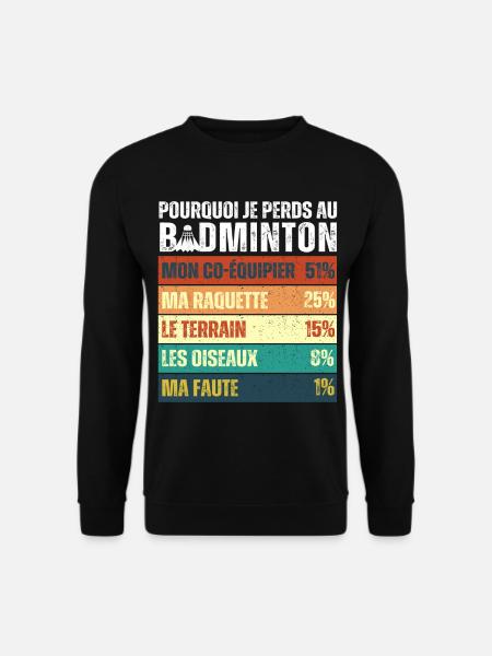 Warum ich bei Badminton Vintage Humor verliere - Unisex Pullover - Schwarz
