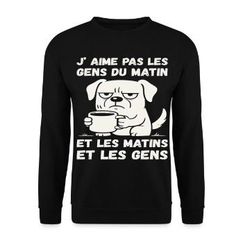 I don't like people in the morning humor dog café - Unisex Sweatshirt - black - Front - Alina (178cm) & Michal (187cm)