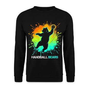 Handball Bär Kinder Sport Tier Handballer Motiv - Unisex Pullover - Schwarz - Vorne - Alina (178cm) & Michal (187cm)