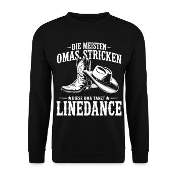 Oma tanzt LineDance - Unisex Pullover - Schwarz - Vorne - Alina (178cm) & Michal (187cm)