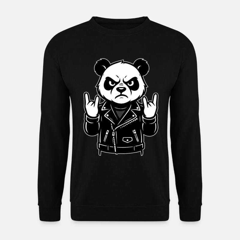 Rocker Panda Metalhead Look - Unisex Pullover - Schwarz
