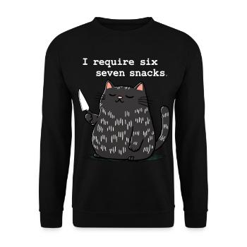 6-7 Mème Internet 6 7 Snack Cat - Sweat-shirt Unisexe - noir - Devant - Alina (178cm) & Michal (187cm)