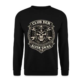 Club der alten Säcke Skull Biker Design - Unisex Pullover - Schwarz - Vorne - Alina (178cm) & Michal (187cm)