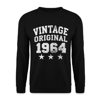 Vintage Original 1964 – Klassischer Retro Look - Unisex Pullover - Schwarz - Vorne - Alina (178cm) & Michal (187cm)