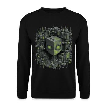 Cubic AI Core City Neon Green Shimmer - Unisex Sweatshirt - black - Front - Alina (178cm) & Michal (187cm)