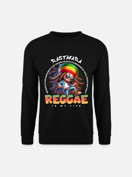 Reggae-vibbar Rastafari-tecknad serie - Unisextröja - svart