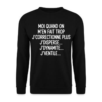 Tontons Flingueurs J'dynamite J'disperse J'ventile - Sweat-shirt Unisexe - noir - Devant - Alina (178cm) & Michal (187cm)