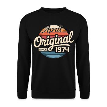 Né en avril 1974 - 52e anniversaire avril 1974 - Sweat-shirt Unisexe - noir - Devant - Alina (178cm) & Michal (187cm)