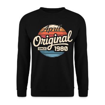 geboren im april 1980 - 46.Geburtstag april 1980 - Unisex Pullover - Schwarz - Vorne - Alina (178cm) & Michal (187cm)