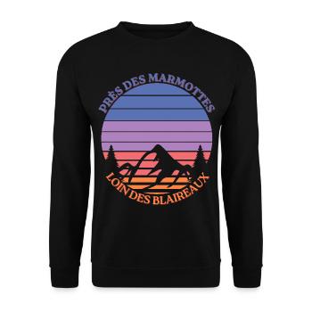 Marmottes au Coucher Montagne - Sweat-shirt Unisexe - noir - Devant - Alina (178cm) & Michal (187cm)