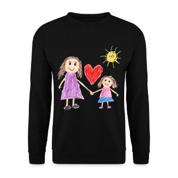 Mom and Daughter - Child's Heart Drawing - Unisex Sweatshirt - black - Front - Alina (178cm) & Michal (187cm)