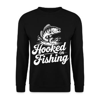 Hooked on Fishing - Unisex Sweatshirt - black - Front - Alina (178cm) & Michal (187cm)