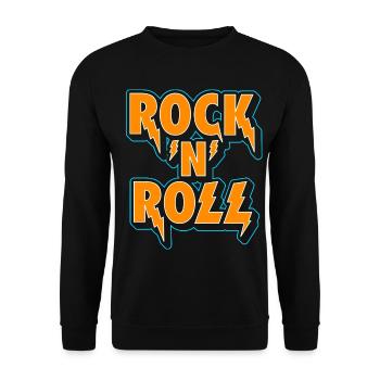Rock 'N' Roll Typographic 3D Logo - Unisex Sweatshirt - black - Front - Alina (178cm) & Michal (187cm)