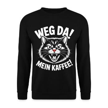 Weg da Mein Kaffee Katze - Unisex Pullover - Schwarz - Vorne - Alina (178cm) & Michal (187cm)