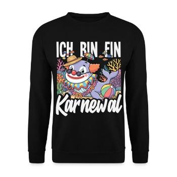Ich Bin Ein Karnewal Wal Clown Fasching Kostüm - Unisex Pullover - Schwarz - Vorne - Alina (178cm) & Michal (187cm)