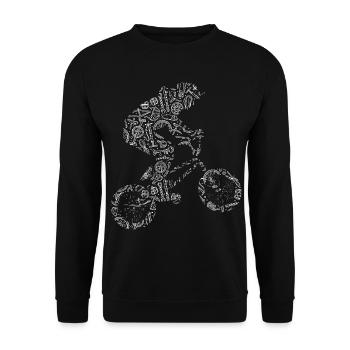 Fahrradfahrer Aus Fahrradteilen Mtb Mountainbike - Unisex Pullover - Schwarz - Vorne - Alina (178cm) & Michal (187cm)