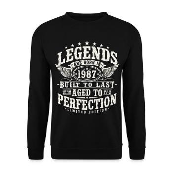 1987 Vintage Born Legends Vintage Birthday - Unisex Sweatshirt - black - Front - Alina (178cm) & Michal (187cm)