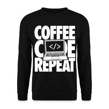 Coffee Code Repeat Programmer - Unisex Sweatshirt - black - Front - Alina (178cm) & Michal (187cm)