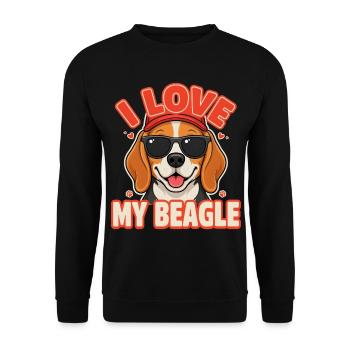 Ich Liebe Mein Beagle-welpen-hundeliebhaber - Unisex Pullover - Schwarz - Vorne - Alina (178cm) & Michal (187cm)