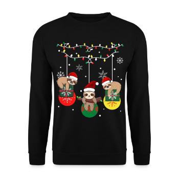 Faultier-Weihnachten - Unisex Pullover - Schwarz - Vorne - Alina (178cm) & Michal (187cm)