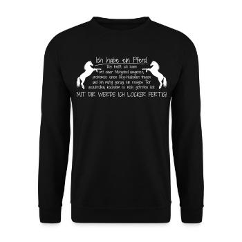 Ich habe ein Pferd - Unisex Pullover - Schwarz - Vorne - Alina (178cm) & Michal (187cm)