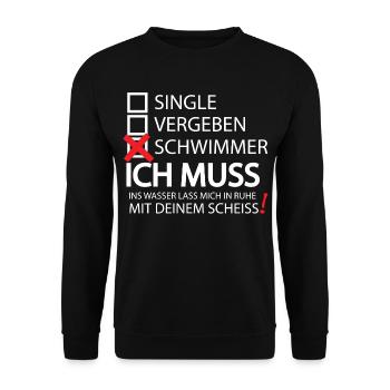 Schwimmen Geschenk T Shirt Wassersport Meer Idee - Unisex Pullover - Schwarz - Vorne - Alina (178cm) & Michal (187cm)