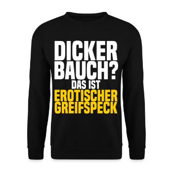 Dicker Bauch? das ist erotischer Greifspeck - Unisex Pullover - Schwarz - Vorne - Alina (178cm) & Michal (187cm)